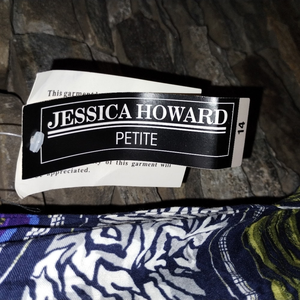 Jessica Howard NWT petite faux wrap dress, side tie size 14 - Picture 2 of 13
